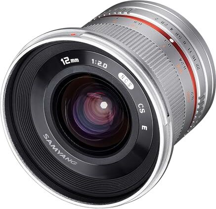 Samyang Lente F2.0 12mm  con messa a fuoco manuale per Fuji X Silver