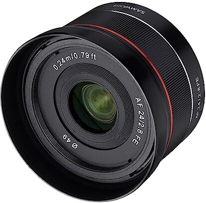 Samyang AF 24 mm F2.8 FE (Tiny but Wide) grandangolo 24 mm grandangolo focale fisso per Sony E, FE, E-Mount, per fotocamere Sony A9, A7, A6500, A6300, A6000, A5100, A5000, Nex