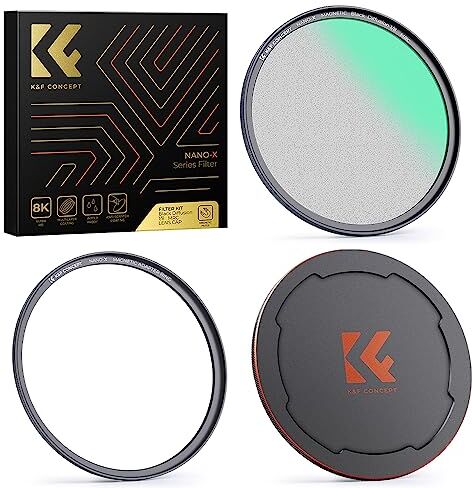 K&F Concept Nano-X Filtro Black-Mist 1/8 Magnetico+Anello Adattatore Magnetico+Tappo Magnetico in Metallo per obiettivi 72mm