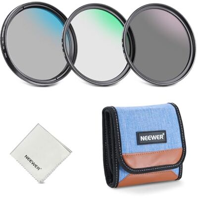 NEEWER Kit Filtro UV/CPL/ND da 58mm, Protezione UV + Polarizzatore Circolare + Densità Neutra (ND8), Filtri per Obiettivo Fotocamera con Vetro Ottico Multistrato, Telaio Sottile e Custodia Migliorata NEEWER Kit Filtro UV/CPL/ND da 58mm, Protezione UV + Polarizzatore Circolare + Densità Neutra (ND8), Filtri per Obiettivo Fotocamera con Vetro Ottico Multistrato, Telaio Sottile e Custodia Migliorata