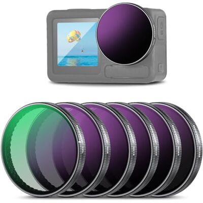 NEEWER Set Filtro ND da 6pz Compatibile con DJI Osmo Action 5 Pro/4/3, ND8+ND16+ND32+ND64+ND256+CPL, Filtro Polarizzatore a Densità Neutra con Vetro Ottico HD Multistrato, Accessori Action Cam, FL-A98 NEEWER Set Filtro ND da 6pz Compatibile con DJI Osmo Action 5 Pro/4/3, ND8+ND16+ND32+ND64+ND256+CPL, Filtro Polarizzatore a Densità Neutra con Vetro Ottico HD Multistrato, Accessori Action Cam, FL-A98