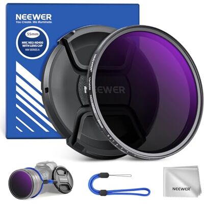 NEEWER 55mm ND2-400 (1-9 Stops) Filtro ND Variabile con Obiettivo Tappo NEEWER 55mm ND2-400 (1-9 Stops) Filtro ND Variabile con Obiettivo Tappo