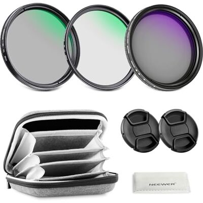 NEEWER 82mm ND + CPL + UV Kit Filtro Variabile(3pz), Filtri a Densità Neutra Polarizzatore Circolare Multistrato(ND2-400) per Fotocamera, Set Accessori per Fotografia con Custodia e Copriobiettivo NEEWER 82mm ND + CPL + UV Kit Filtro Variabile(3pz), Filtri a Densità Neutra Polarizzatore Circolare Multistrato(ND2-400) per Fotocamera, Set Accessori per Fotografia con Custodia e Copriobiettivo
