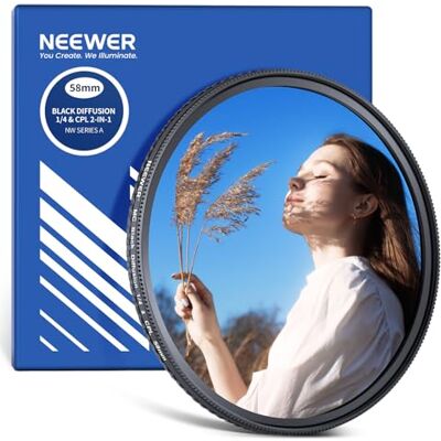 NEEWER 2in1 Filtro CPL+Black Diffusion 1/4 Filtro Per Effetto Mist Cinematic,Filtro Polarizzatore Circolare Multistrato con Effetto Soft Dreamy per Lente Fotocamera,Telaio Sottile e Vetro Ottico,58mm NEEWER 2in1 Filtro CPL+Black Diffusion 1/4 Filtro Per Effetto Mist Cinematic,Filtro Polarizzatore Circolare Multistrato con Effetto Soft Dreamy per Lente Fotocamera,Telaio Sottile e Vetro Ottico,58mm