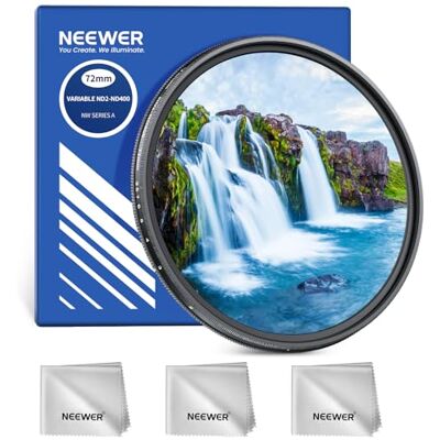 NEEWER 72mm Filtro ND Variabile, ND2-400 (1-9 Stop) Filtro a Densità Neutra Variabile Rotante Regolabile per Lente Fotocamera in Vetro Ottico Multistrato per Bilanciamento Esposizione,3 Panni Pulizia NEEWER 72mm Filtro ND Variabile, ND2-400 (1-9 Stop) Filtro a Densità Neutra Variabile Rotante Regolabile per Lente Fotocamera in Vetro Ottico Multistrato per Bilanciamento Esposizione,3 Panni Pulizia