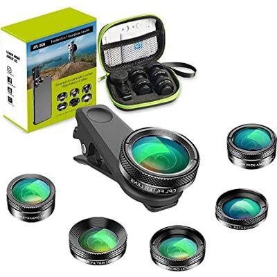 APEXEL Kit di obiettivi 6 in 1 per fotocamera del telefono, obiettivo grandangolare + obiettivo macro + obiettivo fisheye + filtro ND + filtro CPL/stella clip per smartphone iPhone 8/X 7/Plus APEXEL Kit di obiettivi 6 in 1 per fotocamera del telefono, obiettivo grandangolare + obiettivo macro + obiettivo fisheye + filtro ND + filtro CPL/stella clip per smartphone iPhone 8/X 7/Plus