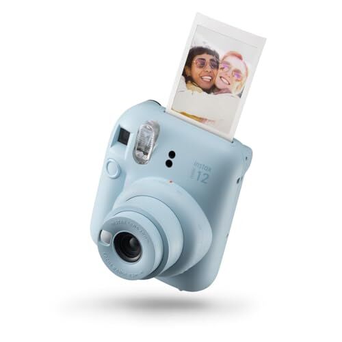 Fujifilm instax mini 12 Pastel Blue Macchina Fotografica Istantanea, Specchietto Selfie e Modalità Close Up, Esposizione Automatica, Design Pop, Dimensioni Stampa 86 mm x 54 mm