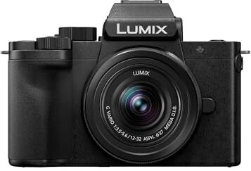 Panasonic Lumix DC-G100DKEGK Fotocamera Mirrorless Micro Quattro Terzi con Obiettivo Lumix G Vario 12-32mm F3.5-5.6, 20.3MP, 4K 30p e FHD 60 Video, Videocamera per Vlogging, Ricarica USB-C, Nero