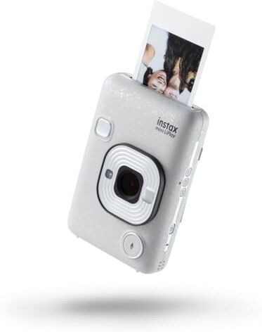 Fujifilm instax mini LiPlay Stone White Fotocamera Ibrida Istantanea e Digitale, Registra 10” di Audio sulla Foto con la Funzione “Sound”, Remote Shooting e Bluetooth, Foto formato 62 x 46 mm