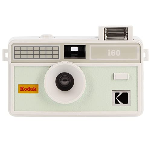Kodak i60 Pellicola fotografica riutilizzabile da 35 mm, stile retrò, senza messa a fuoco, flash integrato, stampa e flash pop-up (Bud Green)