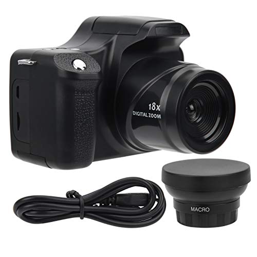 EVTSCAN Fotocamera digitale, schermo LCD da 3,0 pollici Fotocamera reflex HD con zoom 18X Fotocamera digitale portatile a lunghezza focale lunga(standard+wide-angle)