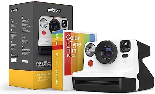 Polaroid Coffret appareil photo instantané  Now Génération 2 Blanc et Noir + 16 films inclus