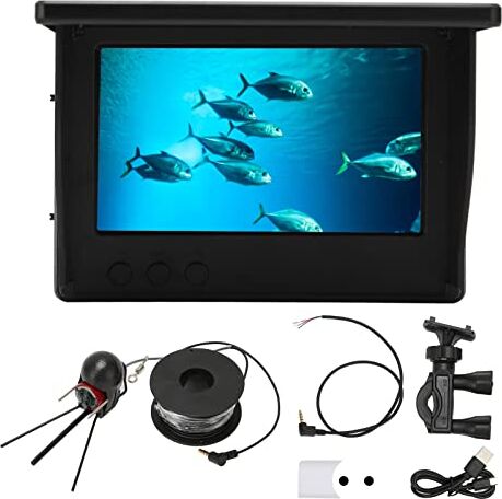 ciciglow Telecamera per la Pesca Subacquea, Schermo TN HD da 4,3 Pollici Telecamera Portatile per Fish Finder 1500cd Telecamera Impermeabile IP68 con 12 Luci per la Visione Notturna per la (20 m / 21,9 yd