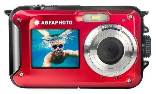 AgfaPhoto AGFA FOTO  Fotocamera digitale impermeabile, 24 MP, colore: rosso