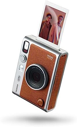 Fujifilm instax mini Evo Brown- Fotocamera Ibrida a Sviluppo Istantaneo, Stampante per Smartphone, Design Analogico, 100 Combinazioni di Effetti, Dimensioni Stampa 86 mm x 54 mm