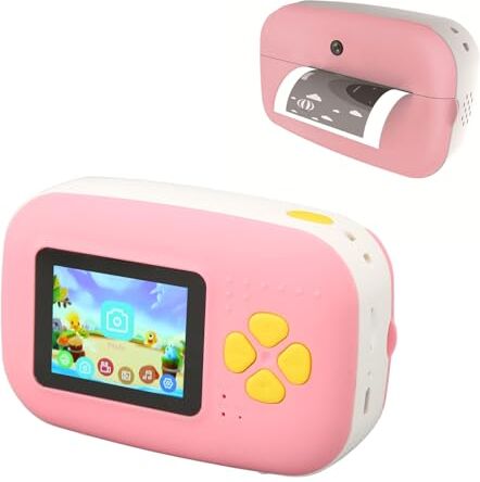 Jectse Fotocamera a Stampa Istantanea per Bambini, Fotocamera Digitale Selfie Doppio Obiettivo da 16MP con Registrazione Video 1080P, Fotocamera da Viaggio Portatile con Funzione MP3,