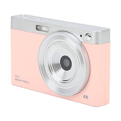 Fockety Fotocamera Digitale 4K, 16X Zoom 50MP AF Autofocus Vlogging Camera, 2,88 Pollici IPS HD Mirrorless con Batteria, Mini Fotocamera Portatile con Luce di riempimento a LED per Adolescenti(Rosa)