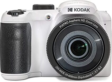 Kodak PIXPRO Astro Zoom AZ255-WH Fotocamera digitale da 16 MP con zoom ottico 25X 24 mm grandangolare 1080P Full HD video e LCD da 3" (bianco)