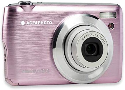 AgfaPhoto AGFA PHOTO Realishot DC8200 Fotocamera digitale compatta Cam (18 MP, video Full HD, schermo LCD da 2,7", Zoom ottico 8X, batteria al litio e scheda SD da 16 GB), colore: Rosa