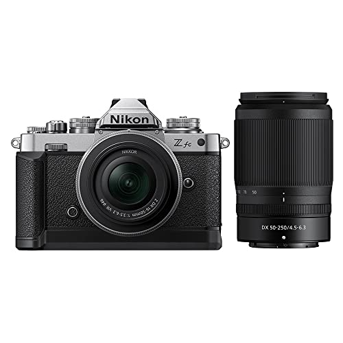 Nikon Z fc 16-50 VR + 50-250 VR+ Lexar SD 64GB, Mirrorless DX 20.9 MP, ghiere di controllo, mirino elettronico, 4K, monitor angolazione variabile, argento [Nital Card: 4 Anni di Garanzia]
