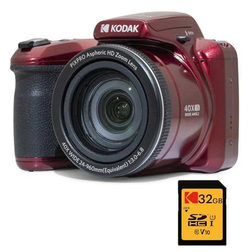 Kodak Pack Bridge Digitale Pixpro Astro Zoom AZ405 + Scheda SDHC  Ultra High Speed U1 da 32 GB, fotocamera da 20 megapixel, zoom X40, grandangolo, LCD, video Full HD 1080p, OIS, batteria AA -