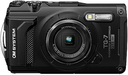 OM SYSTEM Tough TG-7 nero, 12MP, impermeabile, resistente agli urti, modalità di ripresa subacquea e macro, video 4K, zoom 4x-grandangolare (erede di Olympus TG-6)