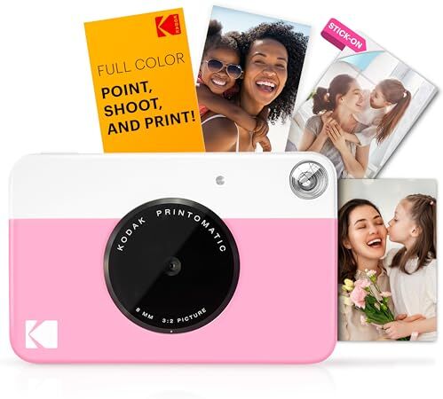 Kodak Fotocamera digitale a stampa istantanea stampe a colori su carta fotografica ZINK 2 x 3 pollici con retro adesivo (rosa) memoria di stampa istantanea (USB non inclusa)