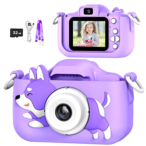 AONISE Fotocamera Bambini, Giochi Bambini Macchina Fotografica, Scheda SD 32 GB, Videoregistratore HD 1080P, Regalo Bambina/Bambino di 3 4 5 6 7 8-12 Anni, Videocamera per Ragazze Ragazzi