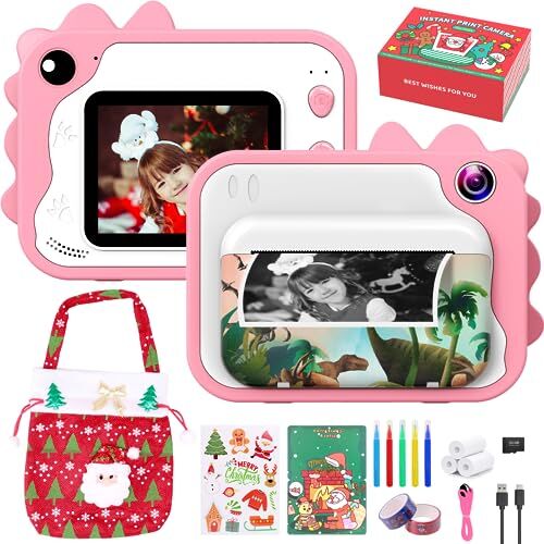 uleway Macchina Fotografica Bambini,  2.4” 1080P HD Fotocamera Istantanea Digitale Bambini, con 32GB Scheda SD, Macchina Fotografica Giocattolo, Set Regalo Natale per Bambini dai 3 ai 12 Anni(Rosa)