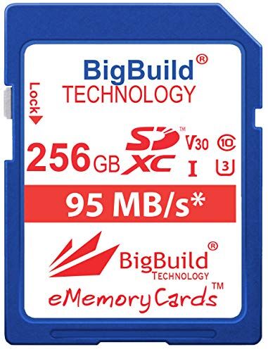BigBuild Technology 256GB Ultra Fast U3 SDXC 95MB/s Scheda di memoria compatibile con Nikon Z5, Nikon Z30, Nikon Z fc Fotocamera