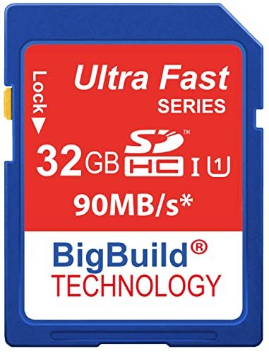 BigBuild Technology 32GB Ultra Fast SDHC 90MB/s scheda di memoria compatibile con Sony Alpha ILCE6100, ILCE6100LB.CEC, ILCE6400LB.CEC Fotocamera