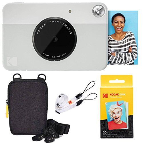 Kodak Pacchetto Base per Fotocamera istantanea Printomatic (Grigio) + Carta Zink (20 Fogli) + Custodia Deluxe + Comoda Tracolla