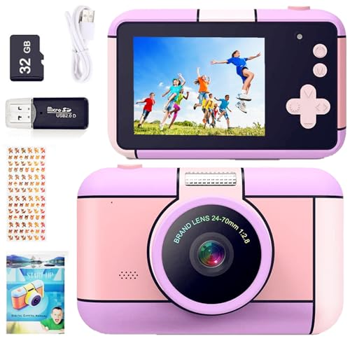 YunLone ToyZoom Macchina Fotografica 24MP Fotocamera Digitale 1080P FHD Videocamera Giocattolii Regali per Bambini Ragazzi Maschio Femmina 3 4 5 6 7 8 9 10 Years con Selfies, 32GB SD, 2.4 Pollici