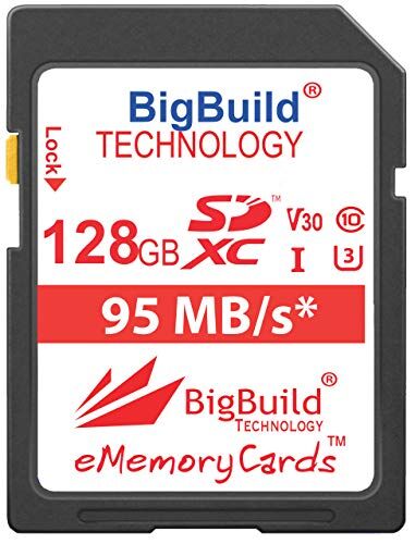 BigBuild Technology Scheda di memoria UHS-I U3, 95 MB/s, 128 GB, per Panasonic Lumix DMC FT30, FT30EF A, FT30EF D, FT30EF K, FZ1000, FZ2000, FZ2500, FZ300, FZ72, FZ82EBK