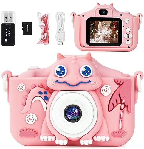 OSDUE Fotocamera Bambini, Macchina Fotografica Bambini, 40MP Video HD Schermo da 2 Pollici Videocamera Bambini con Scheda 32GB, Mini Fotocamera Digitale Bambini Regali per Ragazze Ragazzi 3-10 Anni