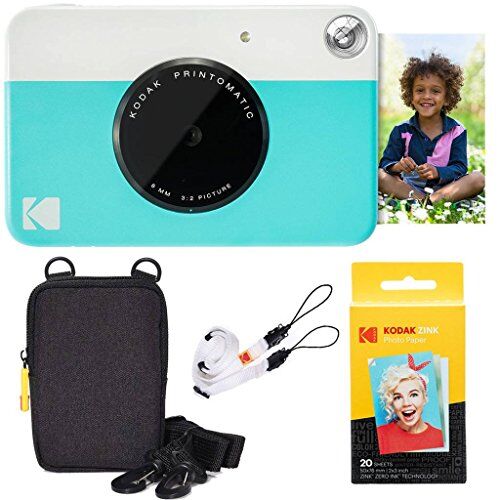 Kodak Pacchetto Base per Fotocamera istantanea Printomatic (Blu) + Carta Zink (20 Fogli) + Custodia Deluxe + Comoda Tracolla