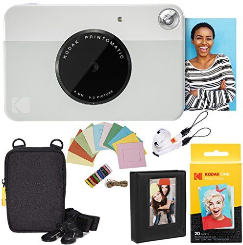 Kodak Pacchetto Deluxe per Fotocamera istantanea Printomatic (Grigio) + Carta Zink (20 Fogli) + Custodia Deluxe + Album Fotografico + cornici appendibili + Comoda Tracolla