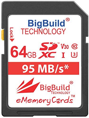 BigBuild Technology Scheda di memoria UHS-I U3 da 64 GB 95 MB/s per fotocamere Panasonic Lumix DMC FT30, FT30EF A, FT30EF D, FT30EF K, FZ1000, FZ2000, FZ2500, FZ300, FZ72, FZ82EBK