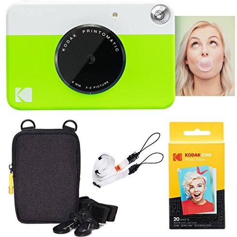 Kodak Pacchetto Base per Fotocamera istantanea Printomatic (Verde) + Carta Zink (20 Fogli) + Custodia Deluxe + Comoda Tracolla