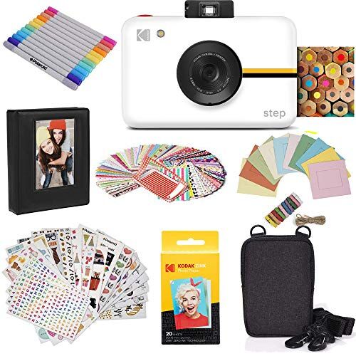 Kodak Step Fotocamera, Camera Digitale Istantanea, Sensore d’Immagine 10 MP, Tecnologia Zink Zero Ink, Pacco Regalo, Bianco