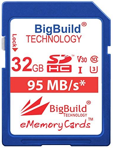 BigBuild Technology Scheda di memoria UHS-I U3, 95 MB/s, 32 GB, per Panasonic Lumix DMC FT30, FT30EF A, FT30EF D, FT30EF K, FZ1000, FZ2000, FZ2500, FZ300, FZ72, FZ82EBK