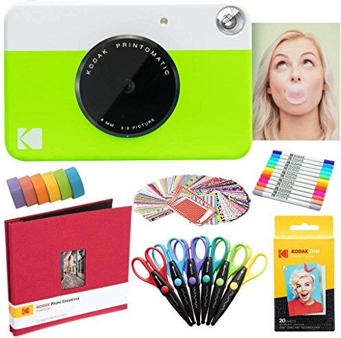 Kodak Printomatic Fotocamera istantanea (Verde) Pacchetto Artistico + Carta Fotografica Zink (20 Fogli) e Altro