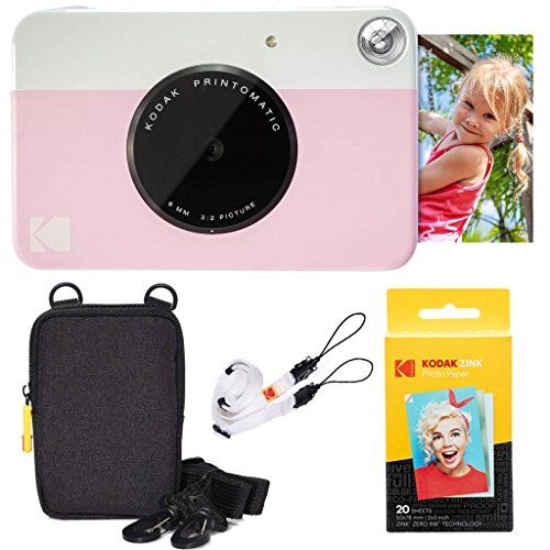 Kodak Pacchetto Base per Fotocamera istantanea Printomatic (Rosa) + Carta Zink (20 Fogli) + Custodia Deluxe + Comoda Tracolla