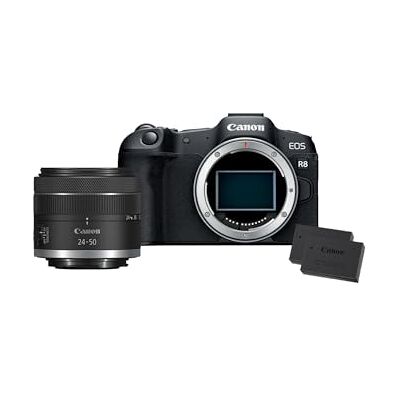 Canon EOS R8 + RF 24-50mm F4.5-6.3 + 2x Batterie (Kit Batteria Aggiuntiva) Fotocamera Digitale Mirrorless Sensore CMOS Full-Frame da 24,2 MP Dual Pixel CMOS AF II Composizione Integrata Canon EOS R8 + RF 24-50mm F4.5-6.3 + 2x Batterie (Kit Batteria Aggiuntiva) Fotocamera Digitale Mirrorless Sensore CMOS Full-Frame da 24,2 MP Dual Pixel CMOS AF II Composizione Integrata