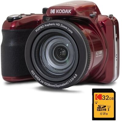Kodak Pixpro Astro Zoom AZ425 Fotocamera digitale Bridge, Zoom ottico 42X, grandangolare da 24 mm, 20 megapixel, LCD 3, video Full HD 1080p, batteria agli ioni di litio rosso Kodak Pixpro Astro Zoom AZ425 Fotocamera digitale Bridge, Zoom ottico 42X, grandangolare da 24 mm, 20 megapixel, LCD 3, video Full HD 1080p, batteria agli ioni di litio rosso