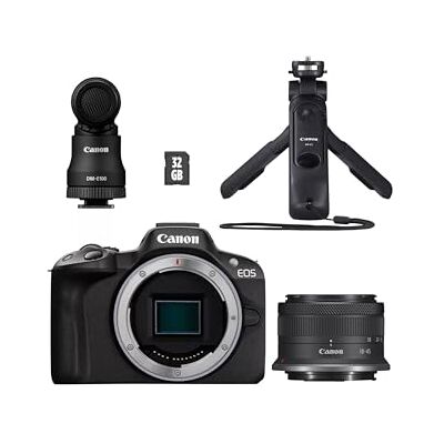 Canon EOS R50 Content Creator Kit Fotocamera Mirrorless APS-C, 4K, WiFi, Bluetooth Compatta, Ideale per Vlogging, per Principianti e Professionisti Canon EOS R50 Content Creator Kit Fotocamera Mirrorless APS-C, 4K, WiFi, Bluetooth Compatta, Ideale per Vlogging, per Principianti e Professionisti