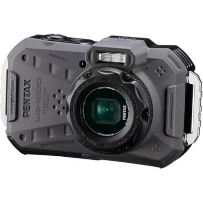 Pentax WG-1000 (Grigio) fotocamera digitale compatta impermeabile, progettata per la fotografia occasionale all'aperto e subacquea, impermeabile fino a una profondità di 15 metri (a un'ora) Pentax WG-1000 (Grigio) fotocamera digitale compatta impermeabile, progettata per la fotografia occasionale all'aperto e subacquea, impermeabile fino a una profondità di 15 metri (a un'ora)