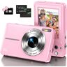 DPFIHRGO Macchina Fotografica Digitale con Scheda da 32GB, 1080P Fotocamera Digitale 44MP Compatta con Zoom Digitale 16X e 2 Batterie per Ragazzi, Ragazze, Adolescenti e Principianti-Rosa