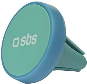 SBS Supporto da Auto Universale con Clip per bocchette d’areazione, Magnete per Fissare Lo Smartphone e Due Piastre Metalliche Incluse, Colore Blu