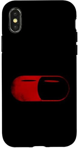 Alpha Custodia per iPhone X/XS Cool capsula rossa vintage pillola, rosso pilled alfa